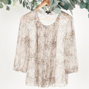 TALBOTS SHEER SNAKESKIN 10 BUTTON DOWN BLOUSE